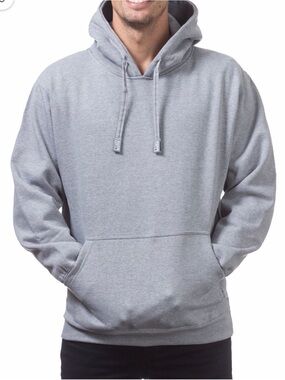 Men's Light Gray Pullover Hoodie with Kangaroo Pocket